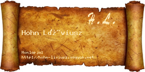 Hohn Líviusz névjegykártya